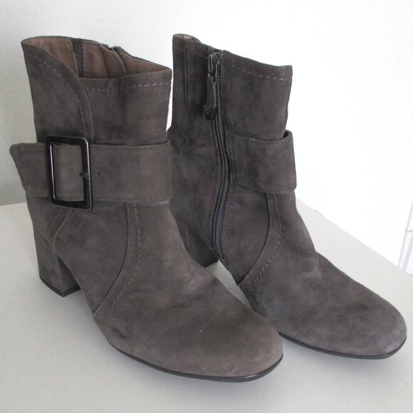 Earthies "Athena" Womens Slate Gray Suede Side Zip Ankle Boot - Size 6.5M - Picture 2 of 7
